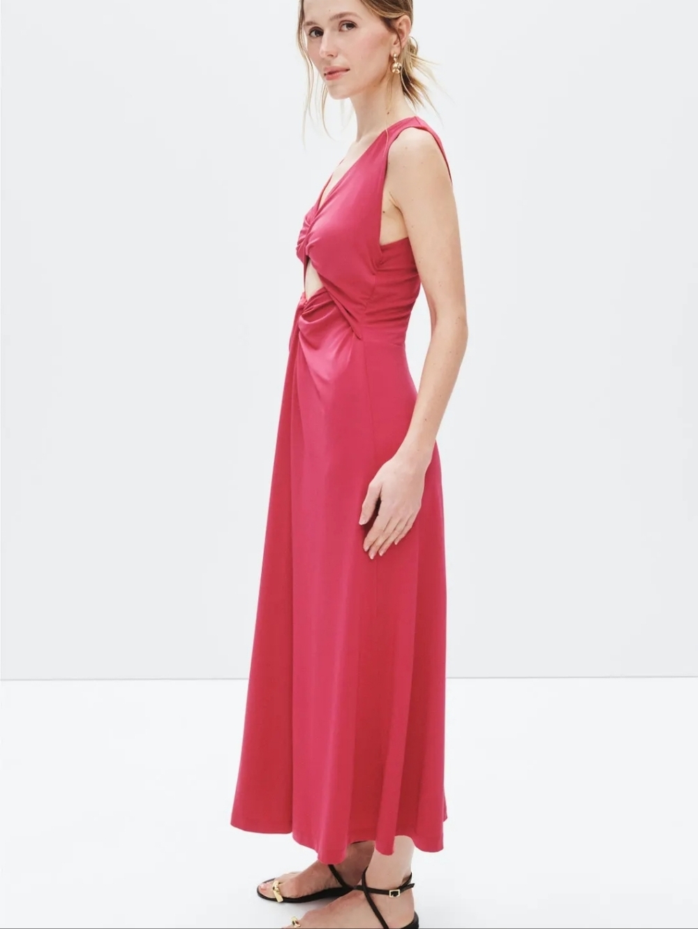 Rosetta Getty Cut Out Twist Front Dress Size Large MSRP $370 - Picture 3 of 9
